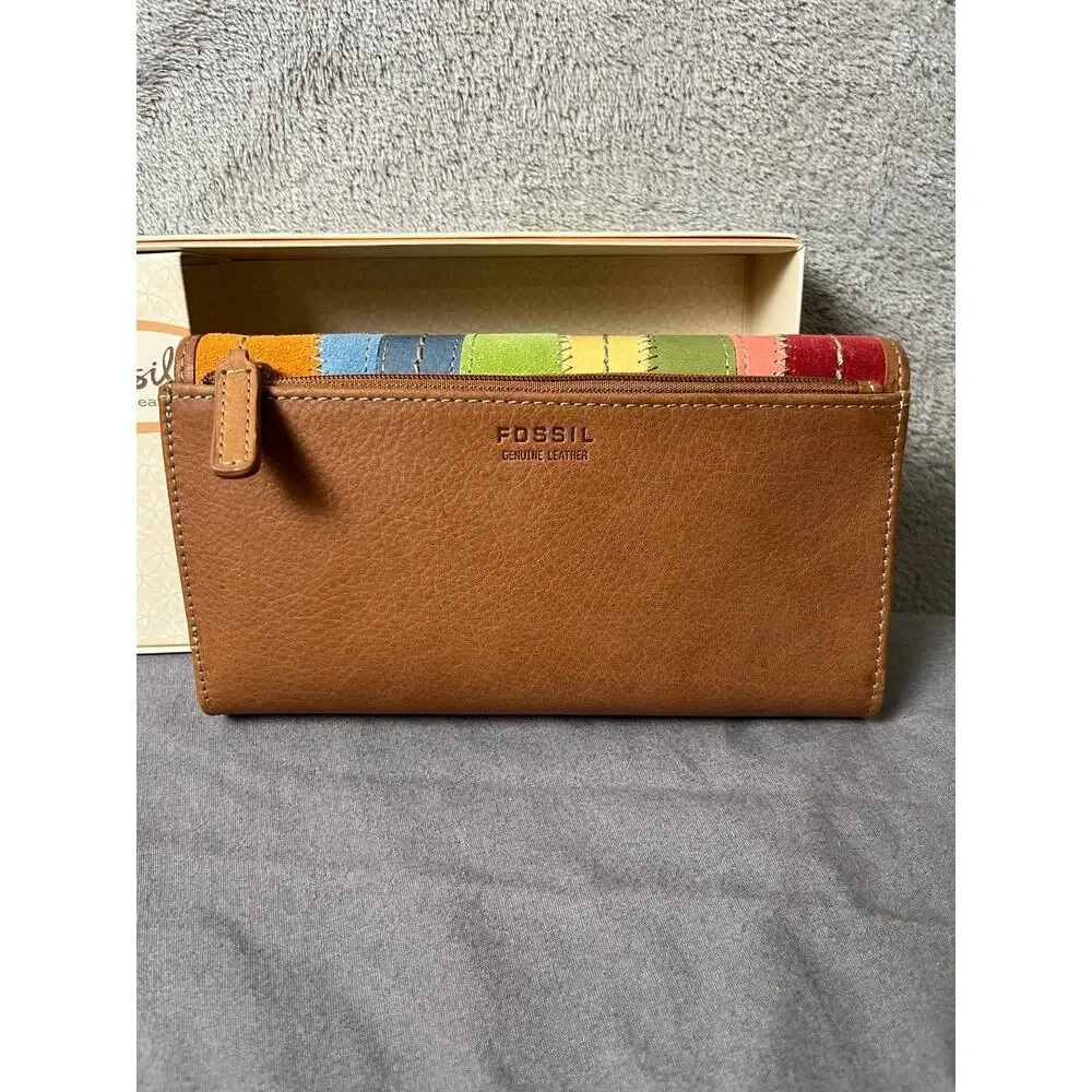 Fossil leather colorblock